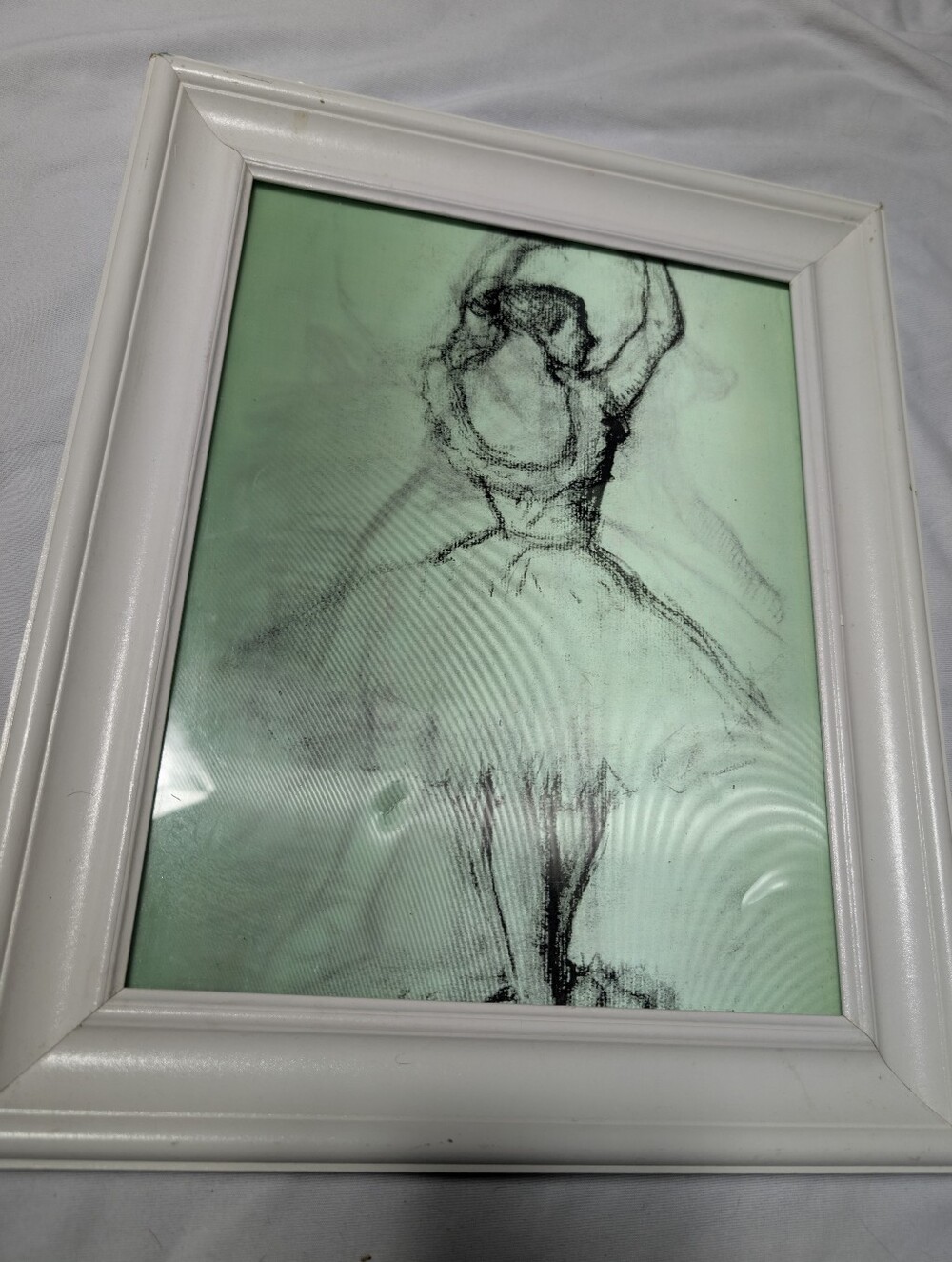 Picture Flip White Framed Ballerina Sketch Wall Art in Mint Green